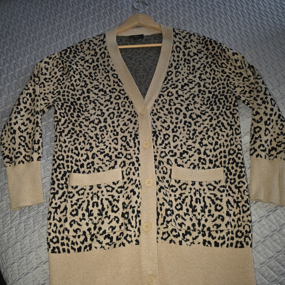 J. Crew Beige and Black Patterned Sweater